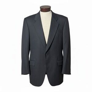 Christian Dior Pure Virgin Wool Blazer Charcoal Grey Herringbone VTG Fits 44- 46